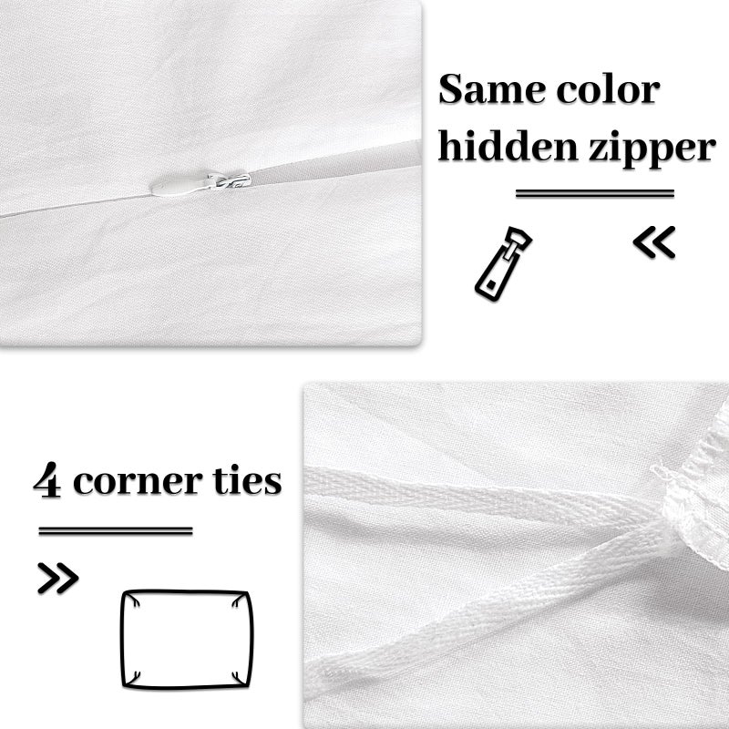 NEXHOME PRO Cotton Duvet Cover Set King Size Linen Feel White Organic Natural 100% Washed Cotton Duvet Cover Set 3 Pieces Bedding Set with Zipper Closure  Lightweight and Breathable (No Comforter) - Image 5